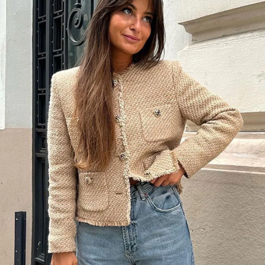 Jaqueta Tweed Caqui
