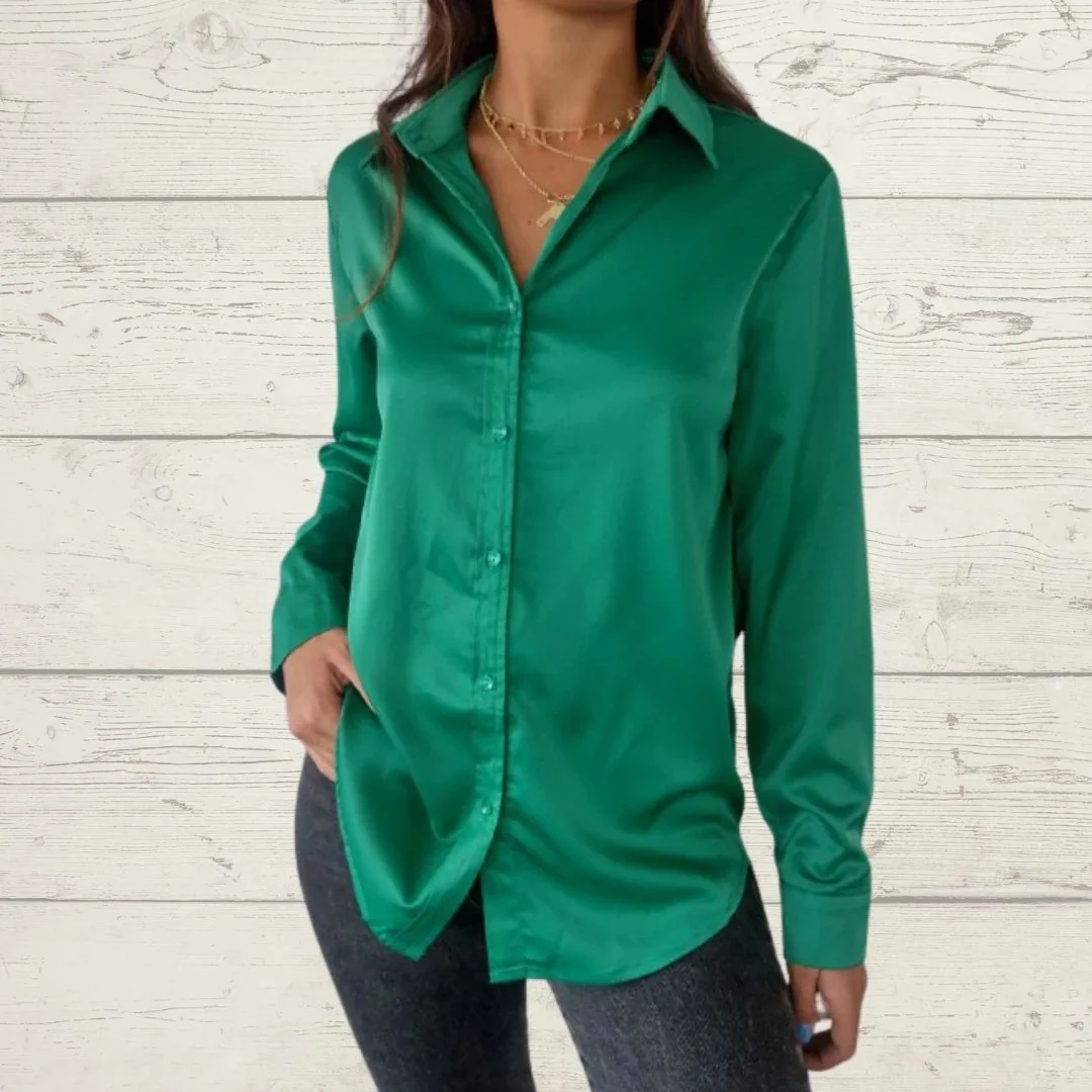 Camisa de Cetim com Lapela e Mangas Longas - Image 9