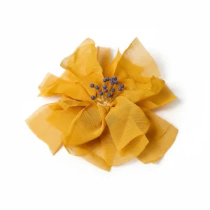 Alfinete Latido em viscose amarelo em forma de flor