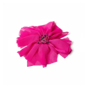 Alfinete Latido em viscose rosa em forma de flor
